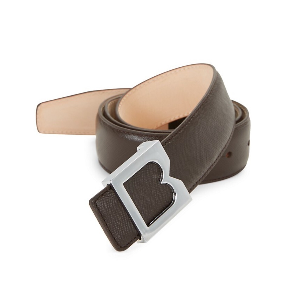 Bruno Magli Men's Textured Brown Leather B Belt 36 Italian $225 NLA NWT